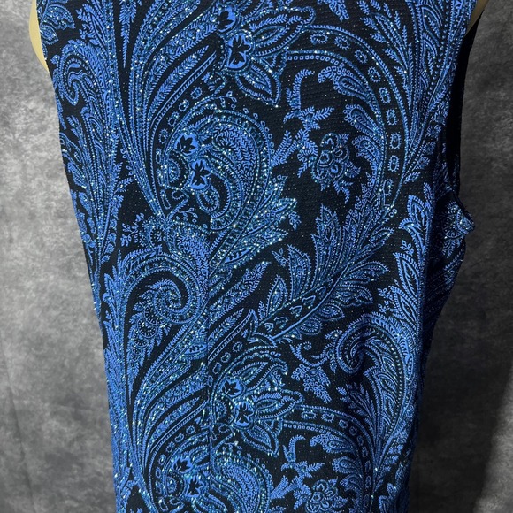 VTG Onyx Nite Sparkle Glitter Tank Top Womens Plus 1X Blue Black Paisley Dressy - Picture 8 of 9